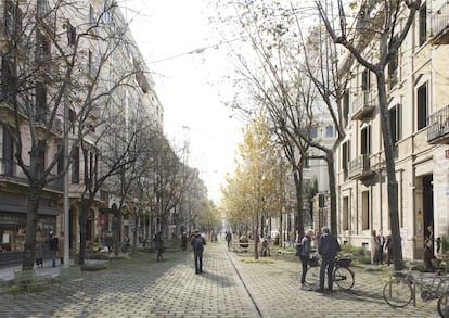 Proyecto 'Caminar desde el centro' ganador del rediseño de la calle de calle de Consell de Cent de Barcelona.