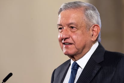 El presidente Andrés Manuel López Obrador comparece en el Palacio Nacional, el pasado viernes.