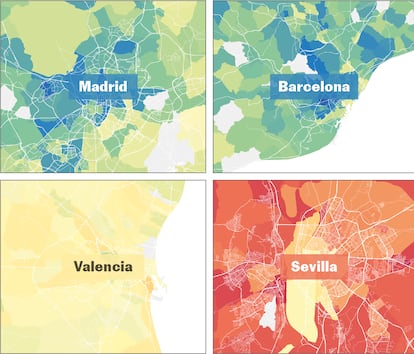 Mapa de la renta de padres e hijos: ¿en qué ciudades funciona mejor el ascensor social?