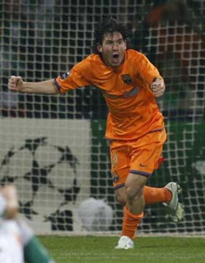 Messi celebra su gol.