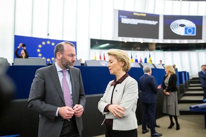 El líder del Partido Popular Europeo (PPE), Manfred Weber, y la presidenta de la Comisión Europea, Ursula von der Leyen, en una imagen de archivo