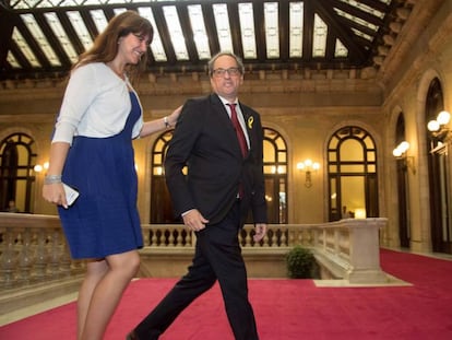 El presidente de la Generalitat de Catalunya, Quim Torra, en el Parlament. 
