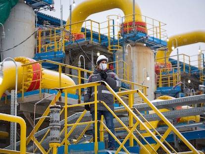 Instalaciones de gasoducto Nord Stream 2, en Ust Luga (Rusia), en enero de 2021.