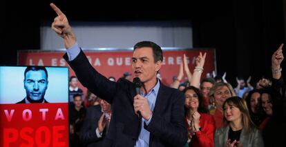 El presidente del Gobierno y candidato del PSOE a las elecciones generales del 28 de abril, Pedro Sánchez, durante un acto en Andalucía. 