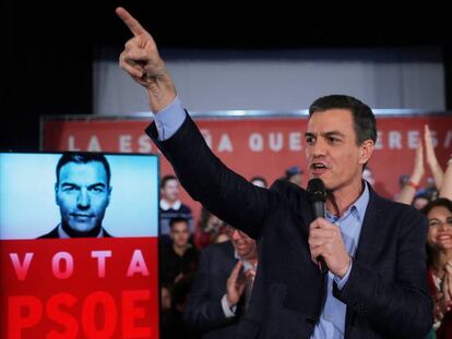 El presidente del Gobierno y candidato del PSOE a las elecciones generales del 28 de abril, Pedro Sánchez, durante un acto en Andalucía. 