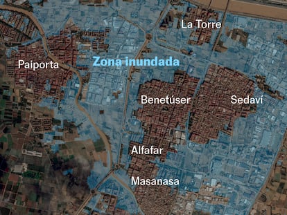 Las imágenes de satélite miden las zonas inundadas del sur de Valencia