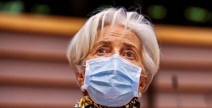 Christine Lagarde, presidenta del BCE, en el Parlamento Europeo, el pasado 8 de febrero
