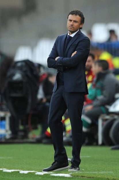 Luis Enrique, durante el partido ante el Almería.