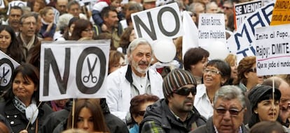 Manifestación contra la privatización sanitaria en febrero pasado.