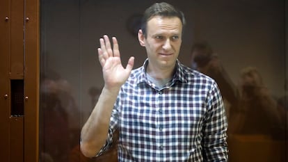 El opositor Alexéi Navalni en el Tribunal Municipal de Moscú, el 20 de febrero.