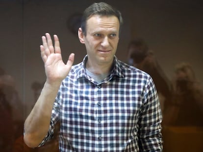 El opositor Alexéi Navalni en el Tribunal Municipal de Moscú, el 20 de febrero.