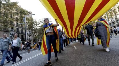 Manifestación independentista en Barcelona, el pasado martes.