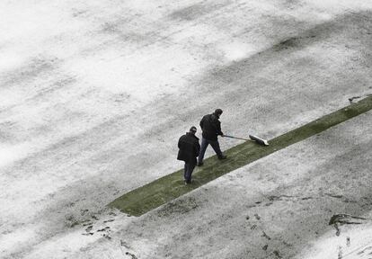 Aspecto del terreno de juego del Estadio de El Sadar en Pamplona, el 1 de octubre de 2017.