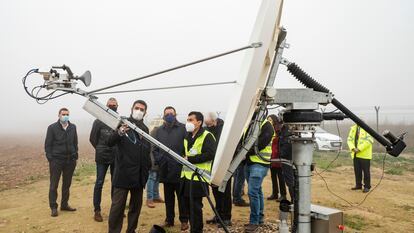 Presentación del proyecto aeroespacial, este viernes, en Alguaire.