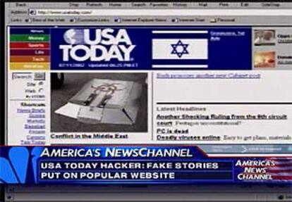 La página de <i>USA Today</i>, con las noticias falsas.