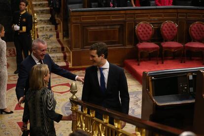 Pablo Casado durante la conmemoración de los 40 años de la Constitución.