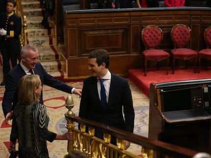 Pablo Casado durante la conmemoración de los 40 años de la Constitución.