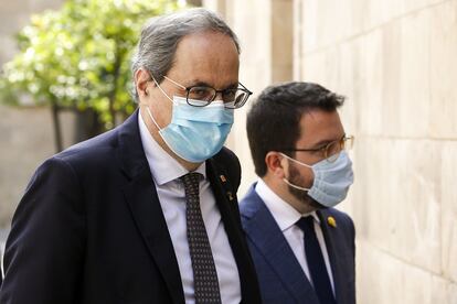 El presidente de la Generalitat, Quim Torra, acompañado del vicepresidente, Pere Aragonés, el pasado 22 de septiembre.