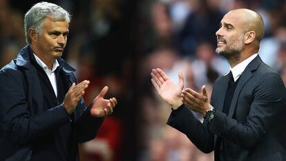 Guardiola y Mourinho se enfrentan este sábado por primera vez en la Premier.