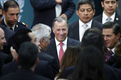 Meade y Pe&ntilde;a Nieto, tras el anuncio en la residencia de Los Pinos.