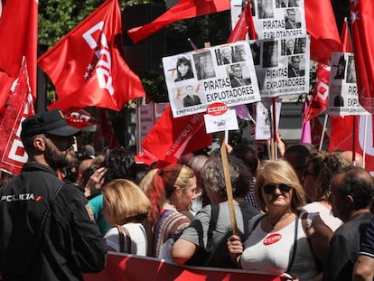 Concentración de sindicatos en 2018 en Madrid.