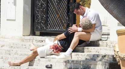 Ricky Martin, en la escena de la serie sobre el asesinato de Gianni Versace.