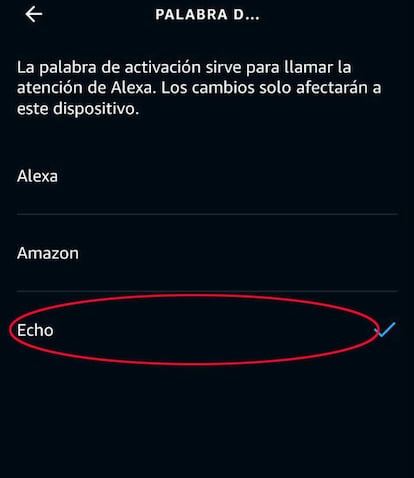 Elegir palabra de activación Echo Show