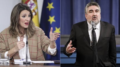 Yolanda Díaz, ministra de Trabajo, y José Manuel Rodríguez Uribes, ministro de Cultura.