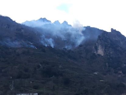Vista del incendio forestal en Somiedo, Asturias.