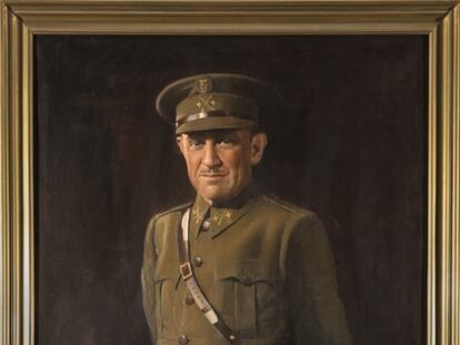 Retrato del exministro Francisco Gómez de Jordana (entre del 22 de abril de 1937 y el 9 de agosto de 1939 y el 3 de septiembre de 1942 y el 3 de agosto de 1944), retirado del Palacio de Santa Cruz.