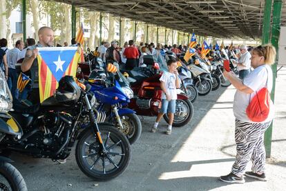 Motoristes a favor de la independncia a Lleida.