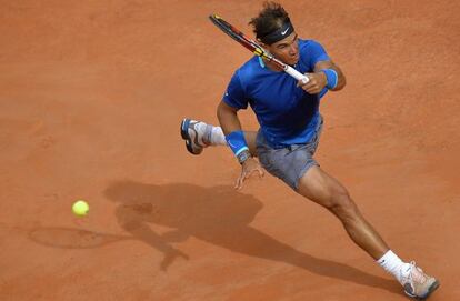 Nadal, durante su partido con Djokovic.