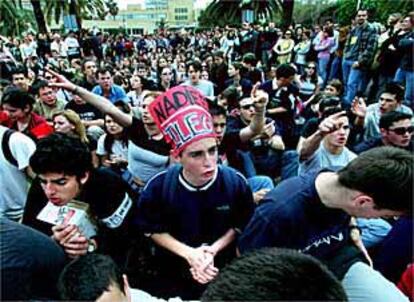 Manifestación de estudiantes, en marzo, contra el plan del Gobierno de incluir una reválida.