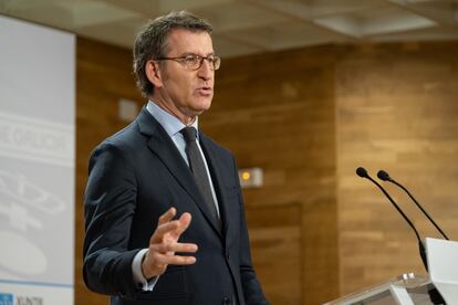 Alberto Núñez Feijóo en rueda de prensa el pasado viernes.