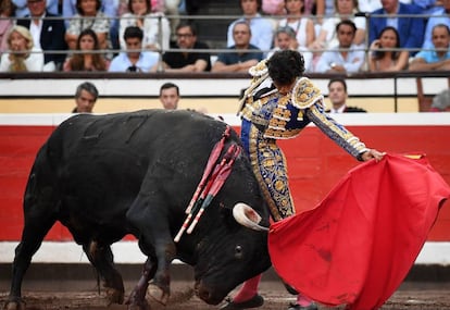 Luis David torea al natural al sexto toro de Garcigrande.