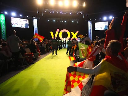 Mitin de Vox en el Palacio de Vistalegre (Madrid) el pasado 7 de octubre. 
