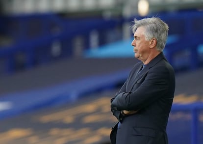 Carlo Ancelotti, durante el partido entre el Everton y el Liverpool.