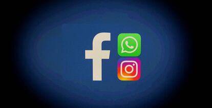 Logos de Facebook, Whatsapp e Instagram.