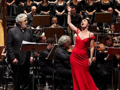 El barítono Plácido Domingo y la soprano albanesa Ermonela Jaho en la  versión concierto 'Thaïs', de Jules Massenet. 
 
 