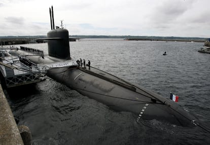 Submarino nuclear en la base de Île Longue en la Bretaña francesa