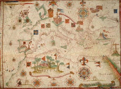 Un mapa del siglo XVI de Europa y África del Norte. Luis Texieira, Portulano, Lisboa, ca. 1600 via Wikimedia Commons.