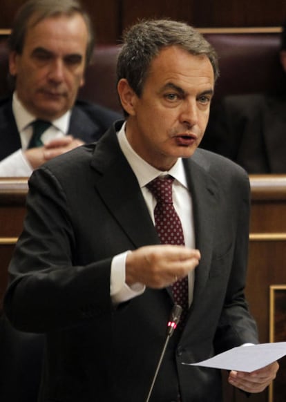 Rodríguez Zapatero, ayer durante su intervención en el Congreso.