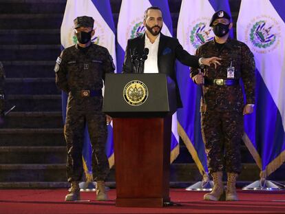 El presidente de El Salvador, Nayib Bukele, ofrece un discurso el pasado 19 de julio.