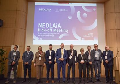 Los responsables de las nueve universidades participantes en el proyecto 'Neolaia', durante la presentación del programa, en una fotografía cedida por la Universidad de Jaén.