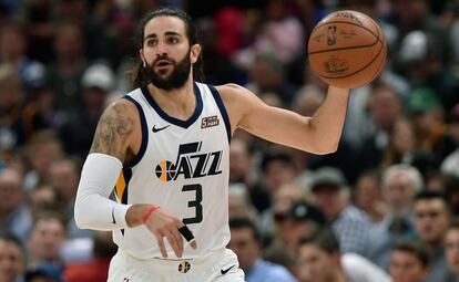 Ricky Rubio, en el reciente Utah-Warriors.