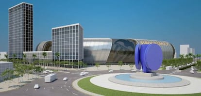 Figuración virtual del futuro Mestalla en la avenida de Cortes Valencianas.