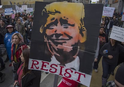 Protesta contra las pol&iacute;ticas de Donald Trump en Los &Aacute;ngeles, la semana pasada.