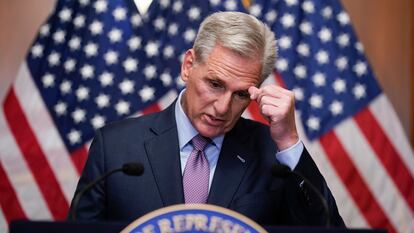 Kevin McCarthy, tras ser destituido como presidente de la Cámara de Representantes de EE UU.