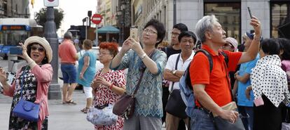 Turistas chinos en Madrid.