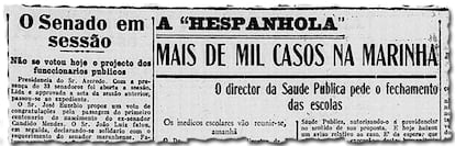 Jornal A Noite mostra que o Senado se manteve em funcionamento durante a epidemia de gripe espanhola, em 1918